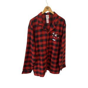 Disney Store Women's Red Plaid Long Sleeve Sleepwear - Large